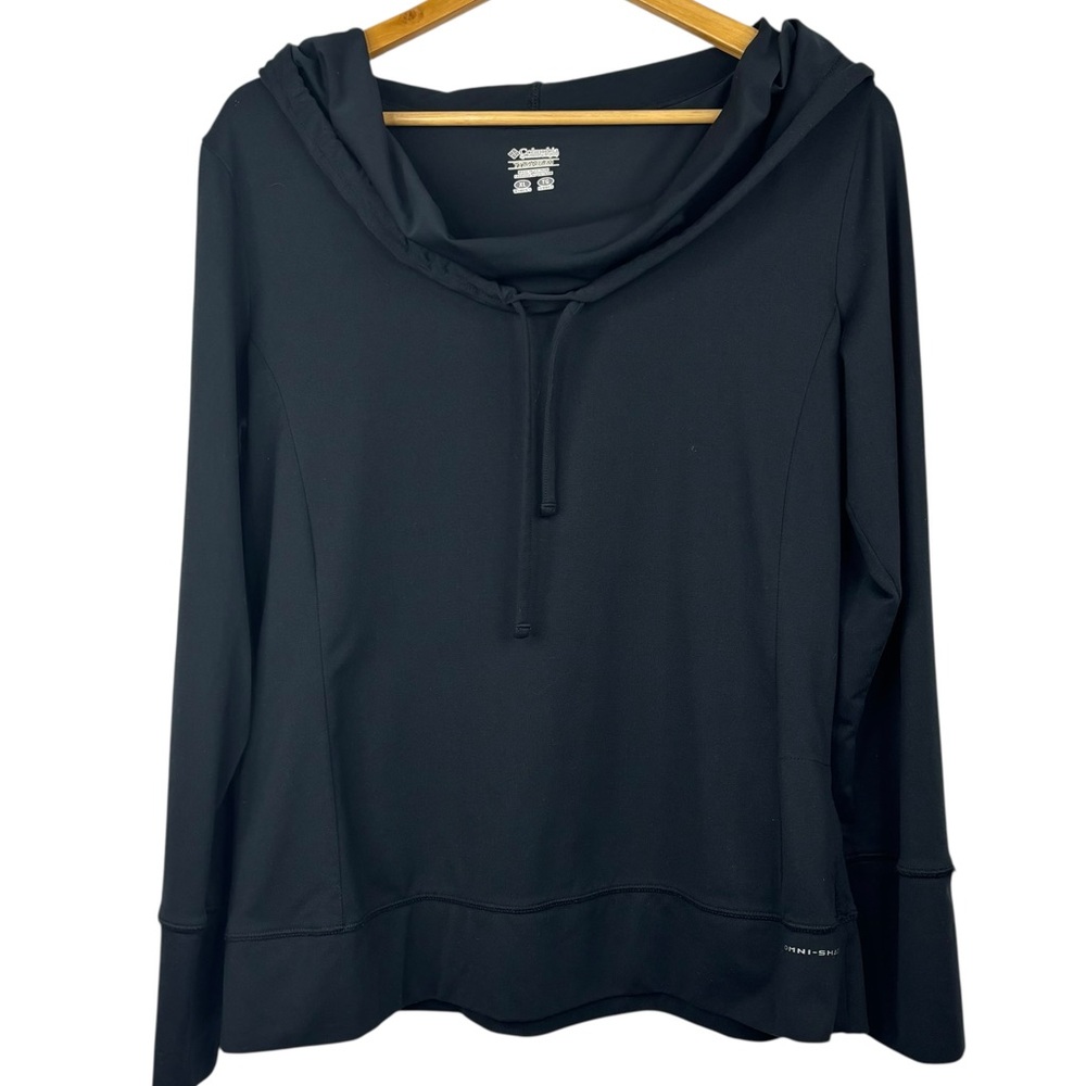 Columbia Black Titanium Omni Shade Long Sleeve Lightweight Cowl Neck Hoodie XL
